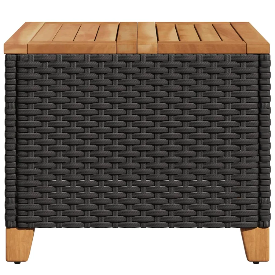Table de jardin noir 45x45x37 cm résine tressée et bois acacia - 6