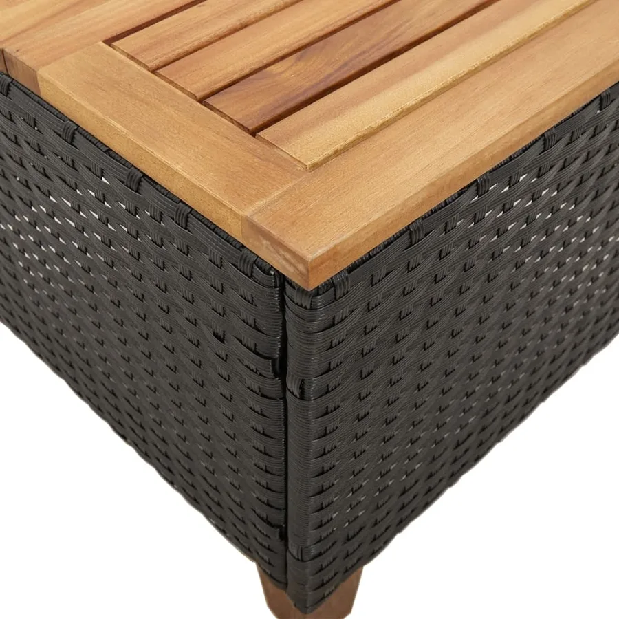 Table de jardin noir 45x45x37 cm résine tressée et bois acacia - 8