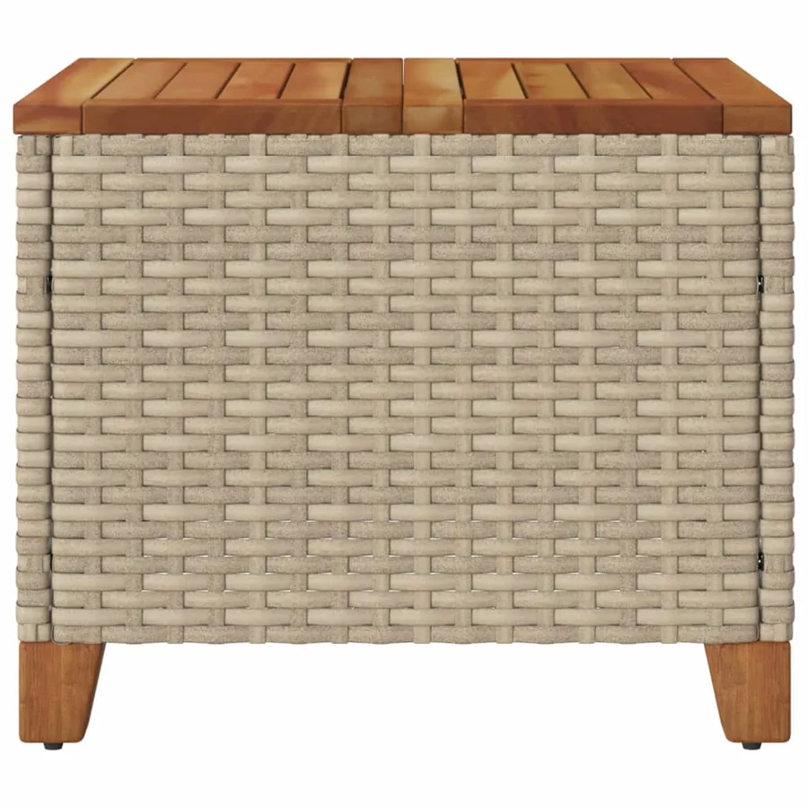 Table de jardin beige 45x45x37 cm résine tressée et bois acacia - 6