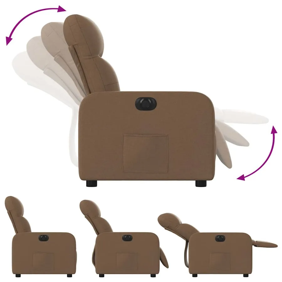 Fauteuil inclinable électrique Marron Tissu - 7
