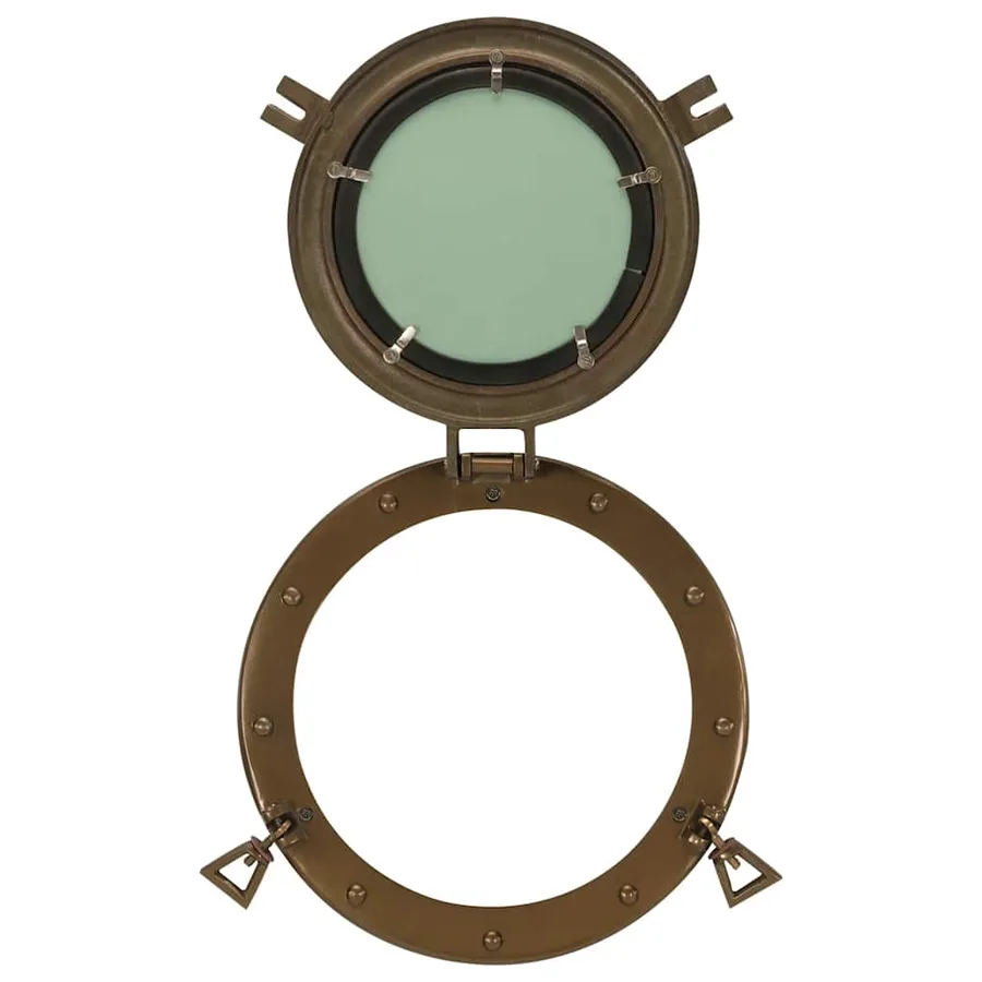 Miroir en forme de hublot mural Ø30 cm aluminium et verre - 4
