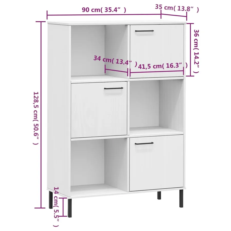 Bibliothèque avec pieds en métal Blanc 90x35x128,5 cm Bois OSLO - 8