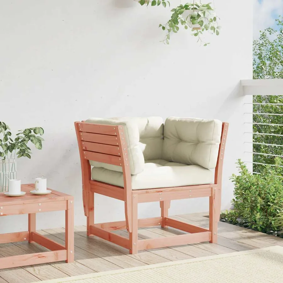 Canapé de jardin accoudoirs avec coussins bois massif douglas - 3