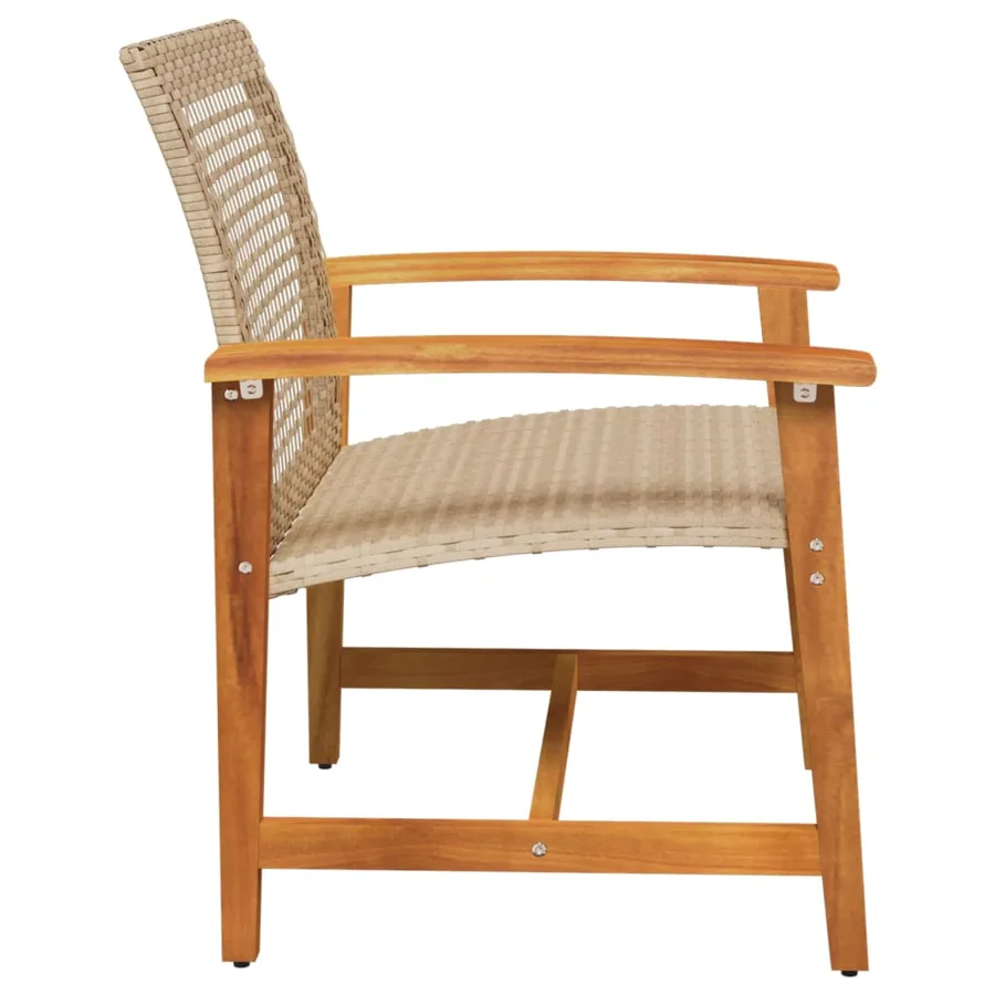 Chaises de jardin lot de 2 beige résine tressée bois d’acacia - 5