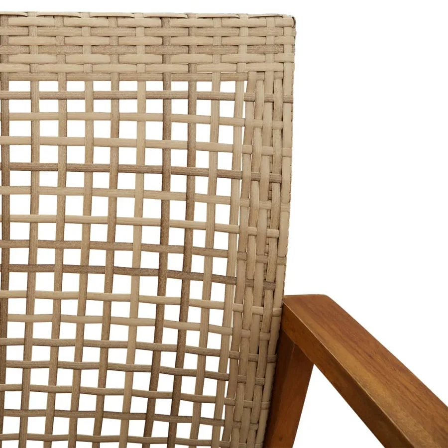 Chaises de jardin lot de 2 beige résine tressée bois d’acacia - 8