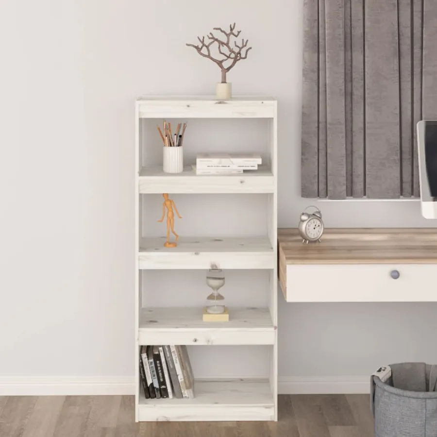 Bibliothèque/Séparateur de pièce Blanc 60x30x135,5cm Pin massif - 3