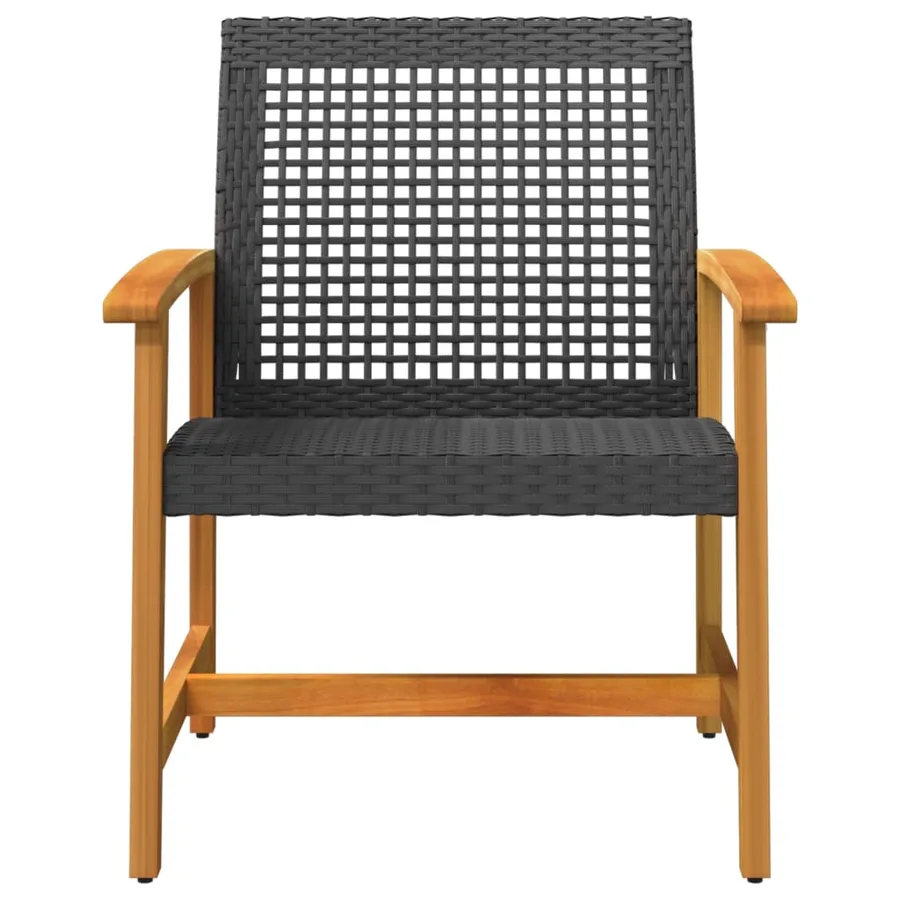 Chaises de jardin lot de 2 noir résine tressée et bois d’acacia - 4