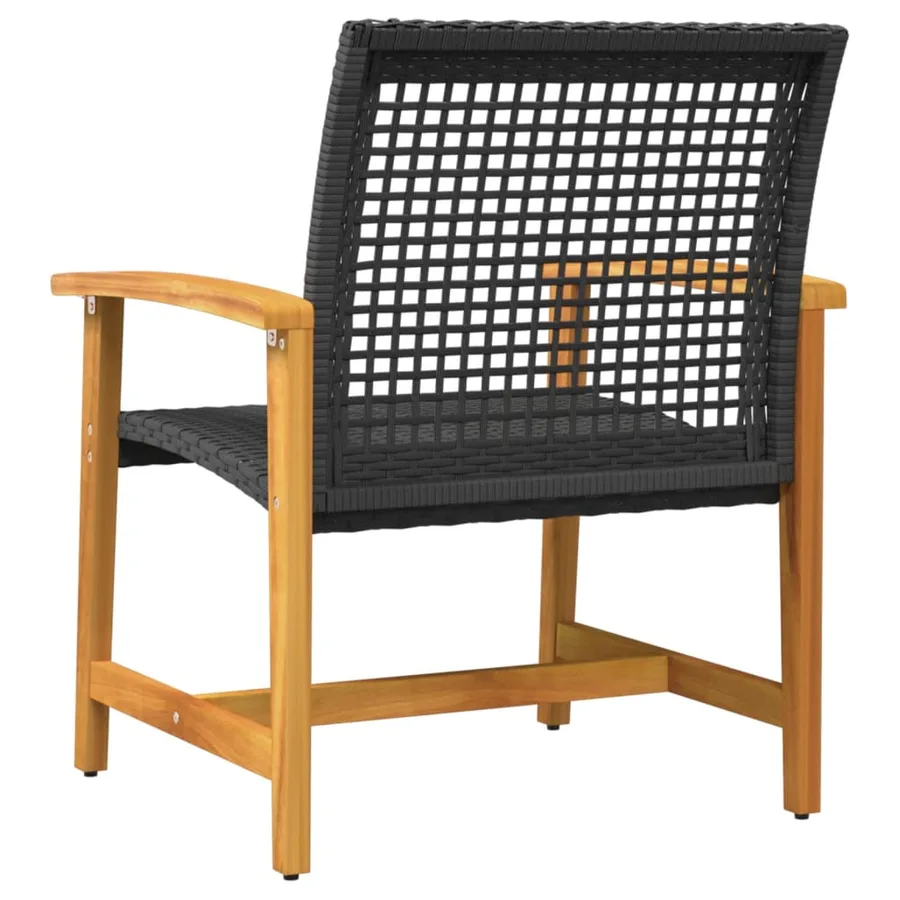 Chaises de jardin lot de 2 noir résine tressée et bois d’acacia - 6