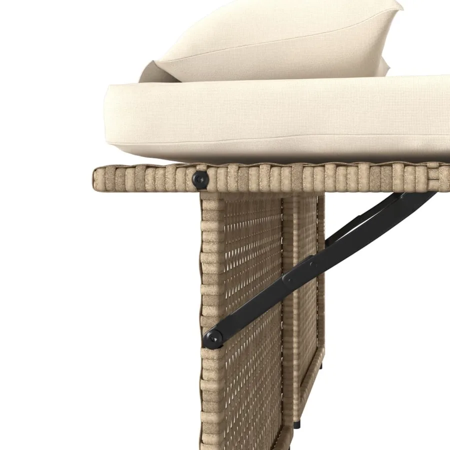 Banc inclinable de jardin avec coussins beige résine tressée - 12