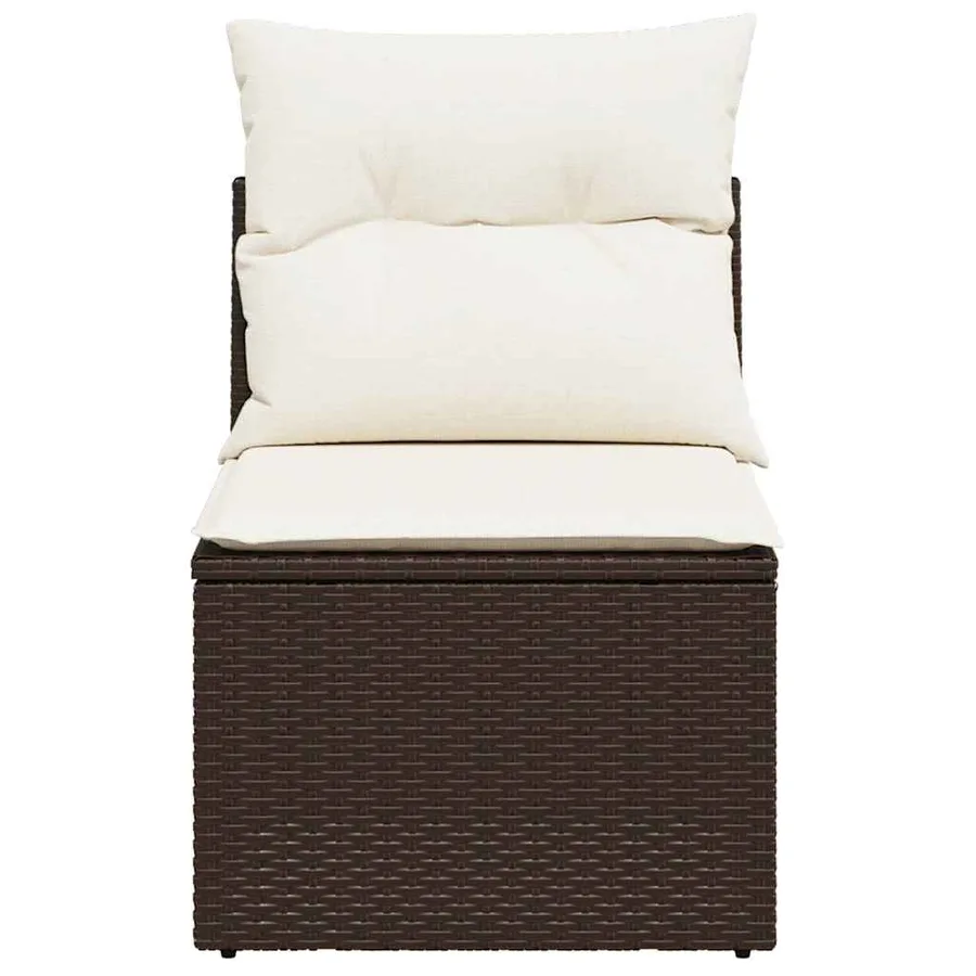 Chaise de jardin sans accoudoirs avec coussins marron rotin - 4