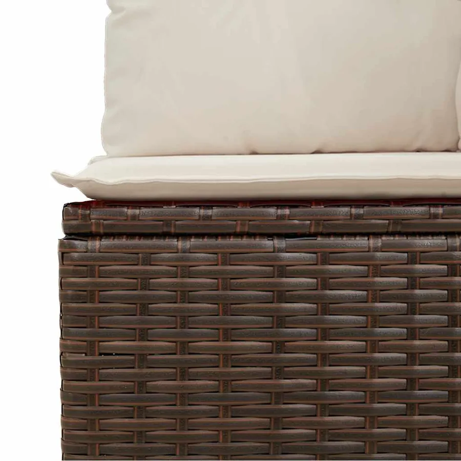Chaise de jardin sans accoudoirs avec coussins marron rotin - 9