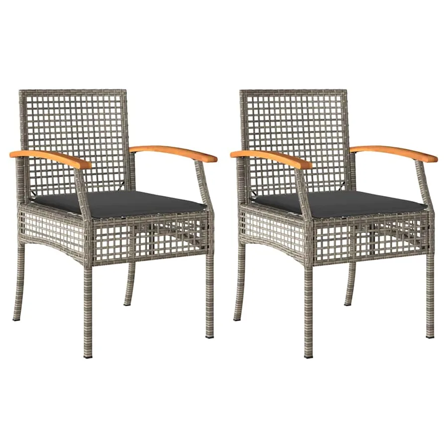 Chaises de jardin coussins lot de 2 gris résine tressée acacia - 2