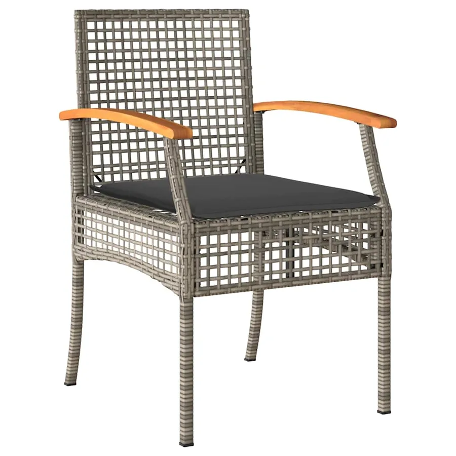 Chaises de jardin coussins lot de 2 gris résine tressée acacia - 5