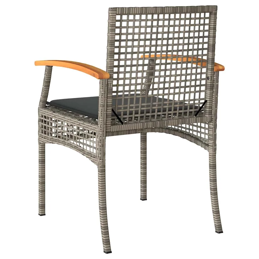 Chaises de jardin coussins lot de 2 gris résine tressée acacia - 7