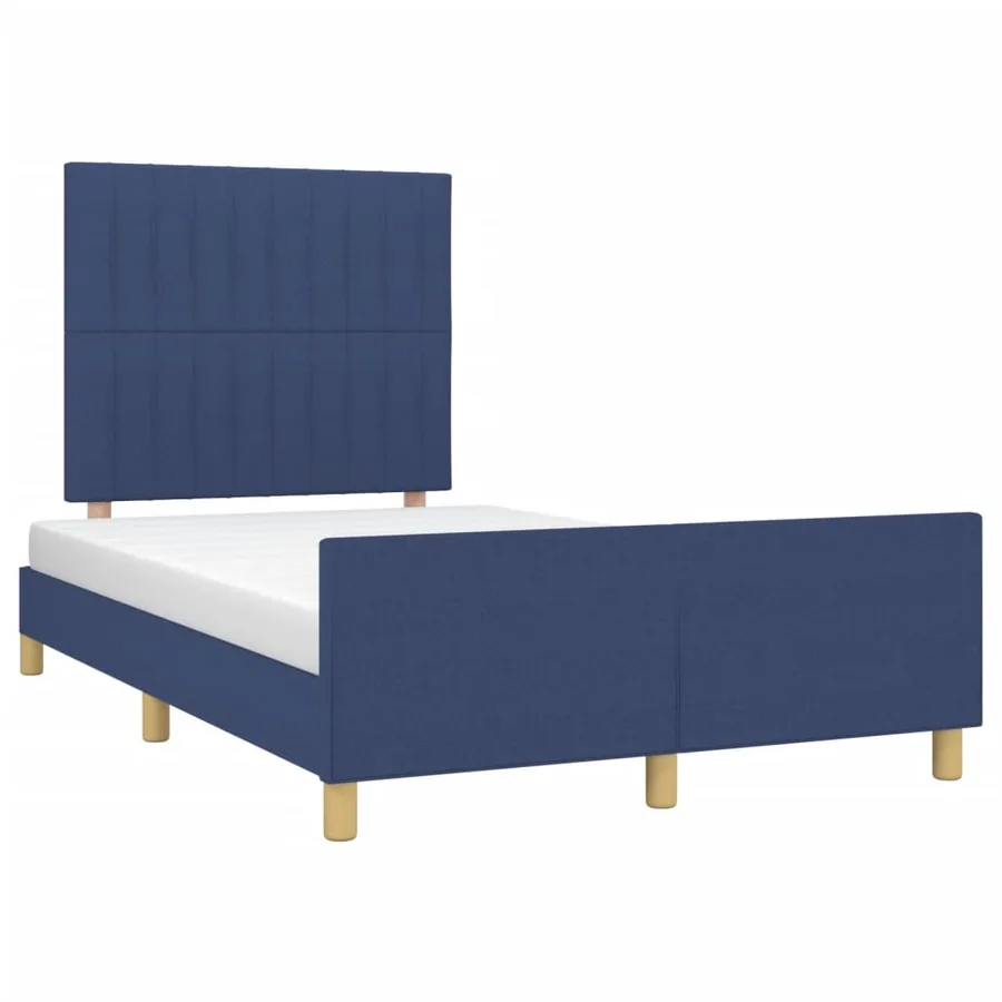 Cadre de lit sans matelas bleu 120x200 cm tissu - 3