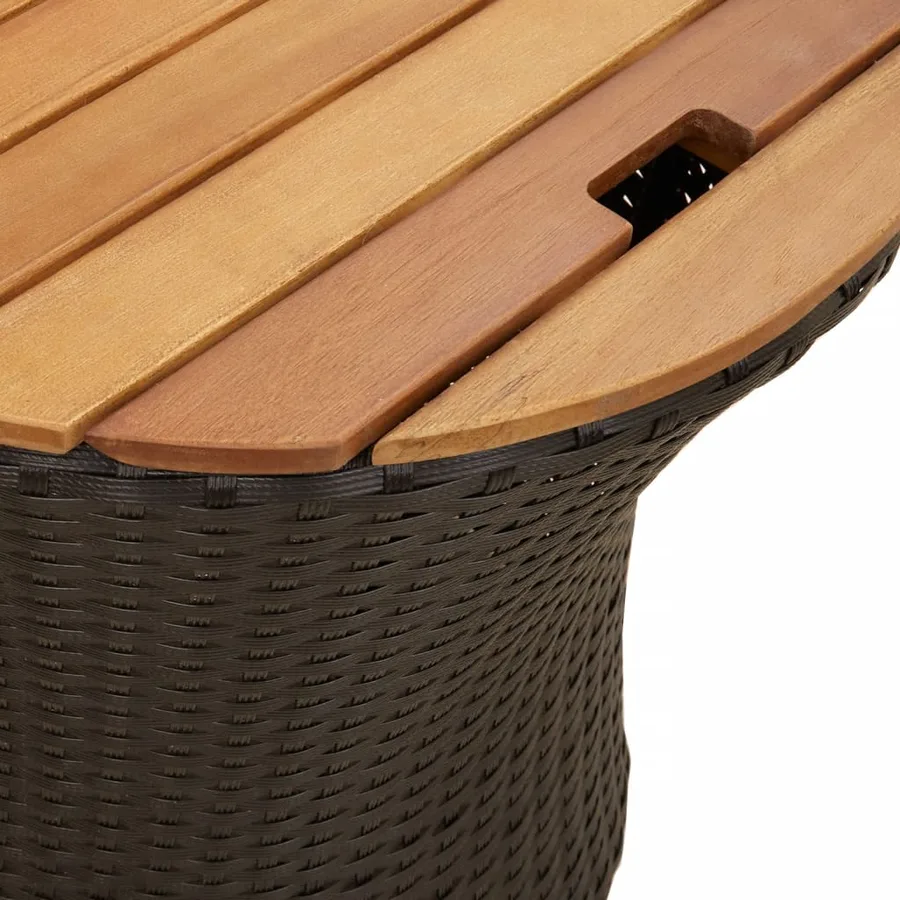Tables d'appoint de jardin 2 pcs dessus en bois noir poly rotin - 8