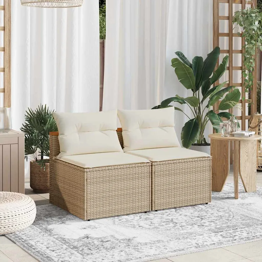 Canapés de jardin sans accoudoirs avec coussins 2 pcs beige