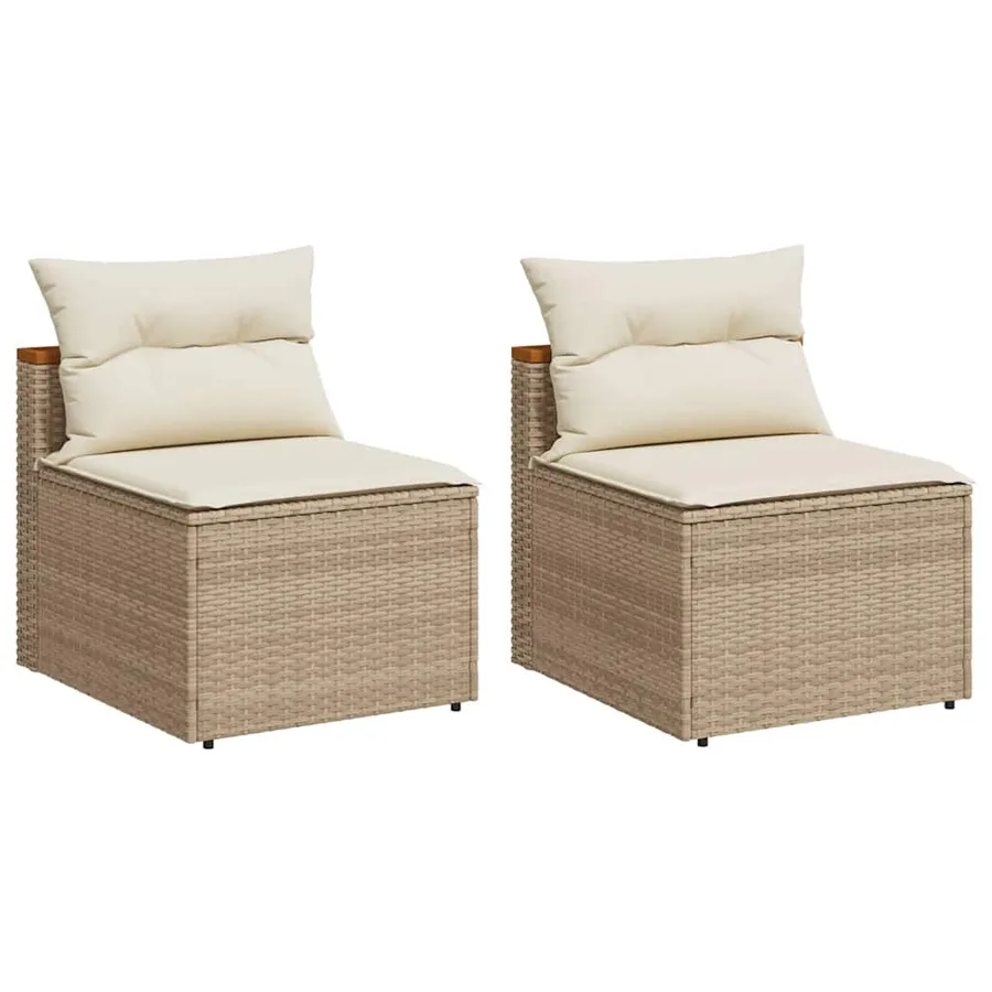 Canapés de jardin sans accoudoirs avec coussins 2 pcs beige - 2