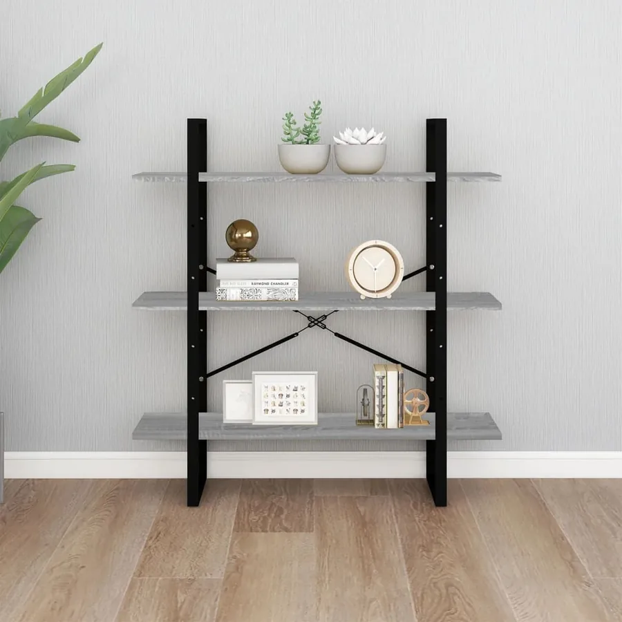 Bibliothèque Sonoma gris 100x30x105 cm Bois d'ingénierie - 3