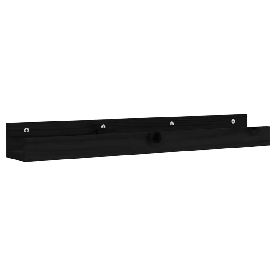Étagères murales 2 pcs Noir 80x12x9 cm Bois de pin massif - 3