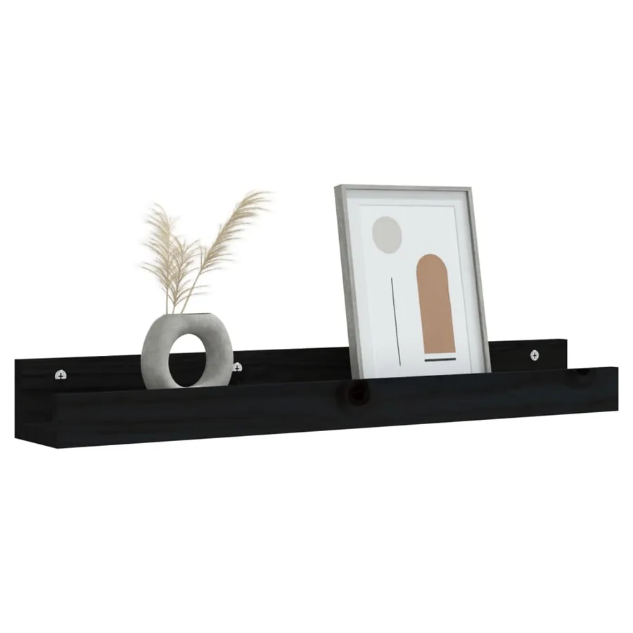 Étagères murales 2 pcs Noir 80x12x9 cm Bois de pin massif - 7