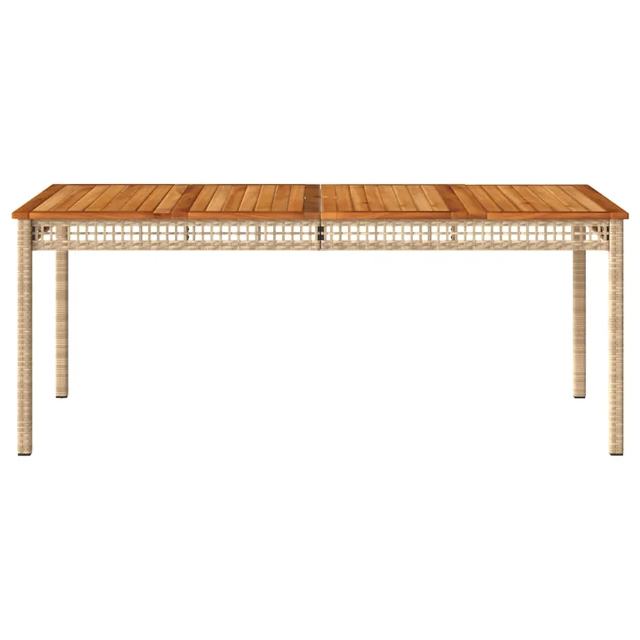 Table de jardin beige 180x90x75 cm résine tressée et acacia - 4