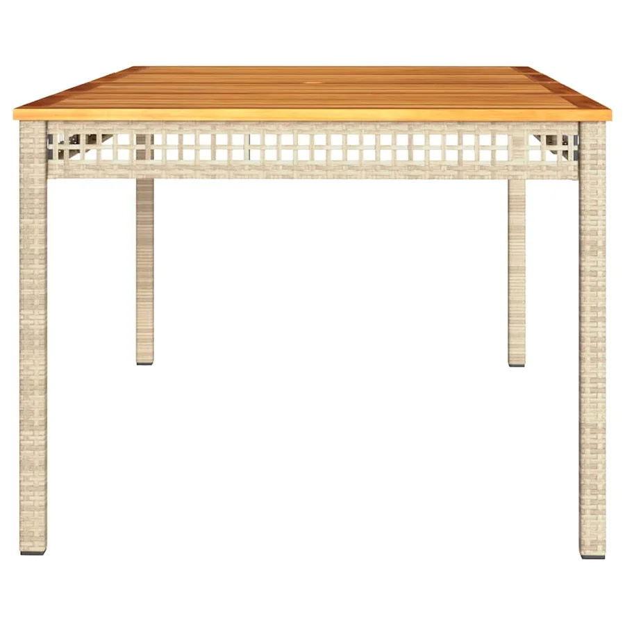 Table de jardin beige 180x90x75 cm résine tressée et acacia - 5