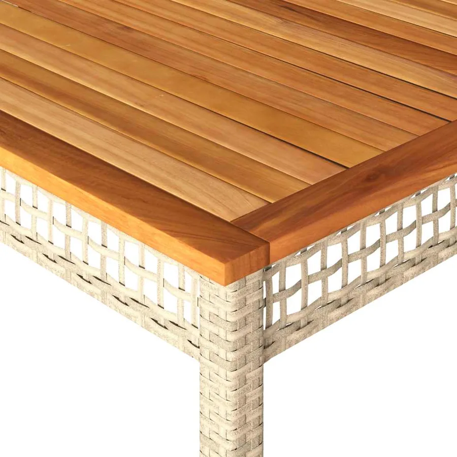 Table de jardin beige 180x90x75 cm résine tressée et acacia - 7