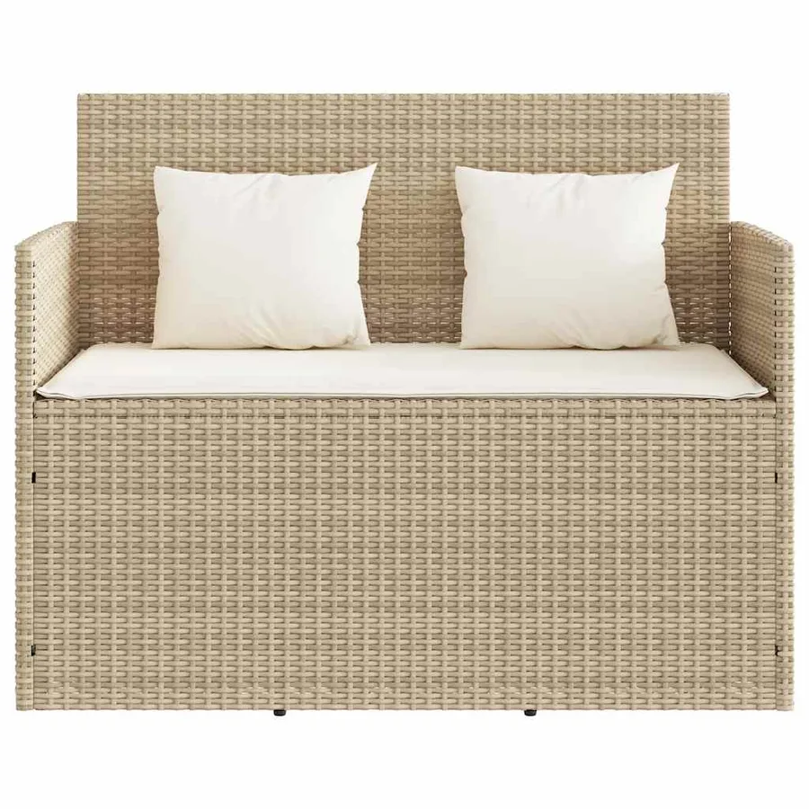 Banc de jardin avec coussins beige résine tressée - 4