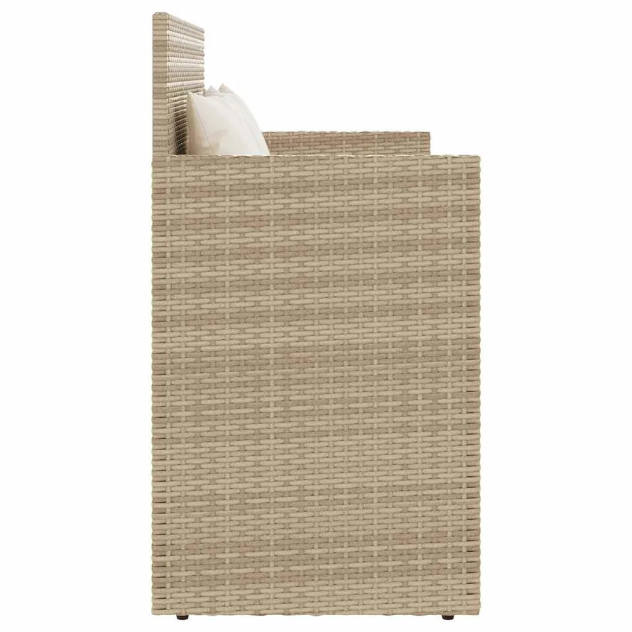 Banc de jardin avec coussins beige résine tressée - 5