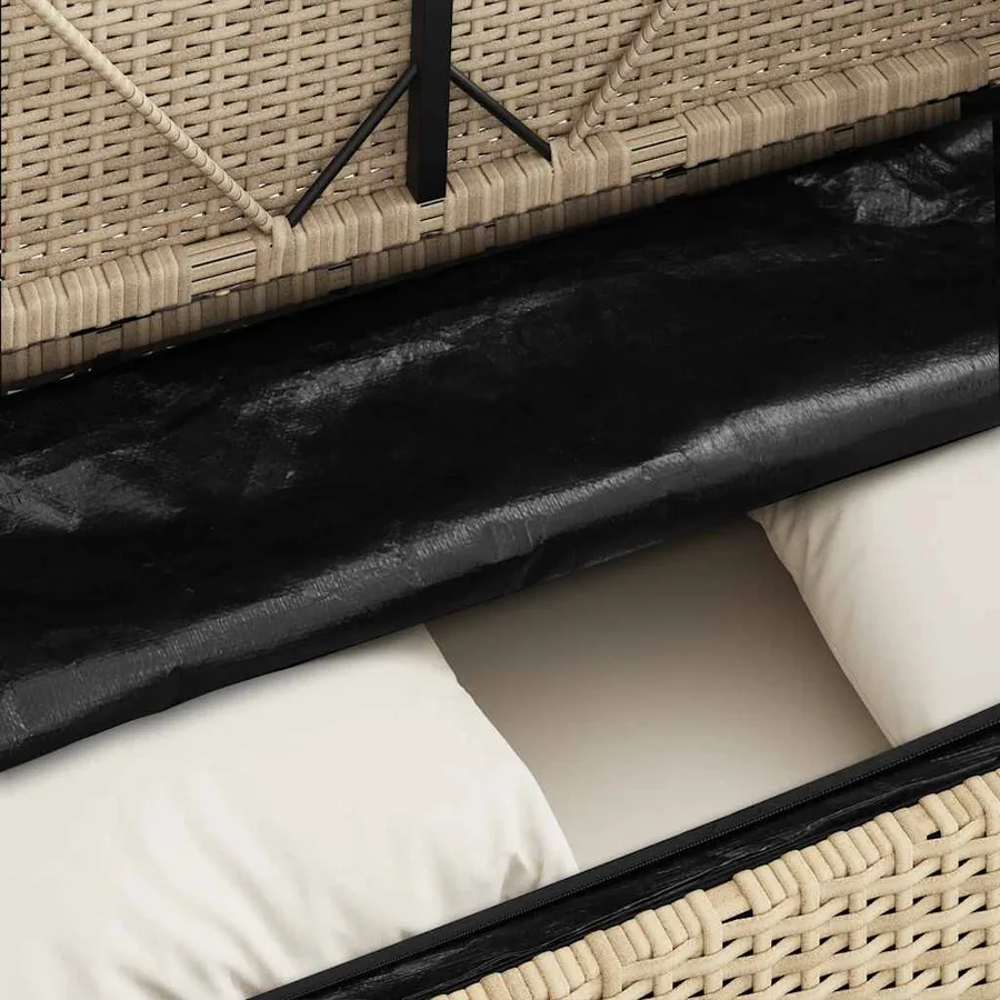 Banc de jardin avec coussins beige résine tressée - 9