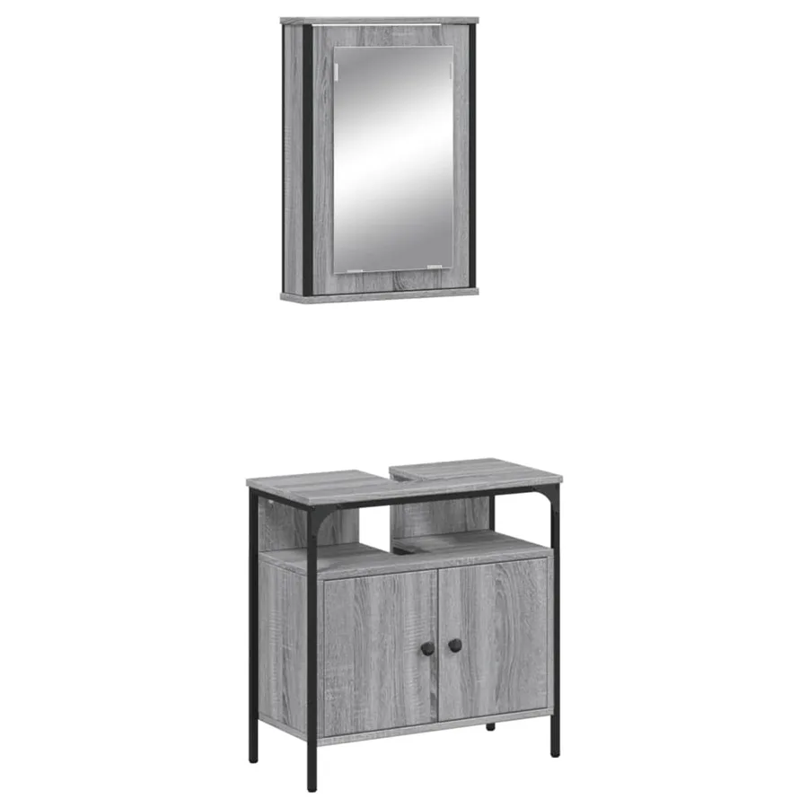 Ensemble de meubles de salle de bain 2 pcs Sonoma gris - 2