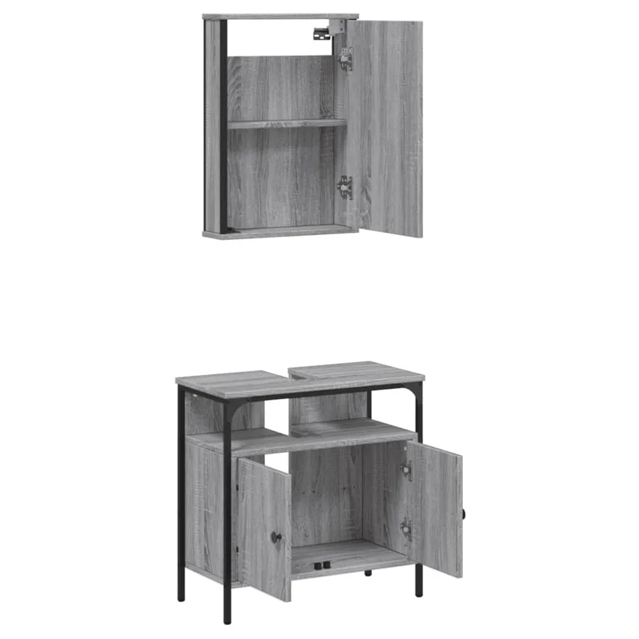 Ensemble de meubles de salle de bain 2 pcs Sonoma gris - 5