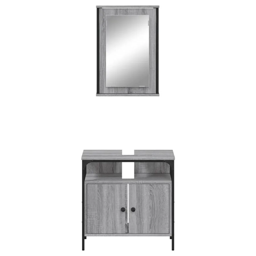 Ensemble de meubles de salle de bain 2 pcs Sonoma gris - 6
