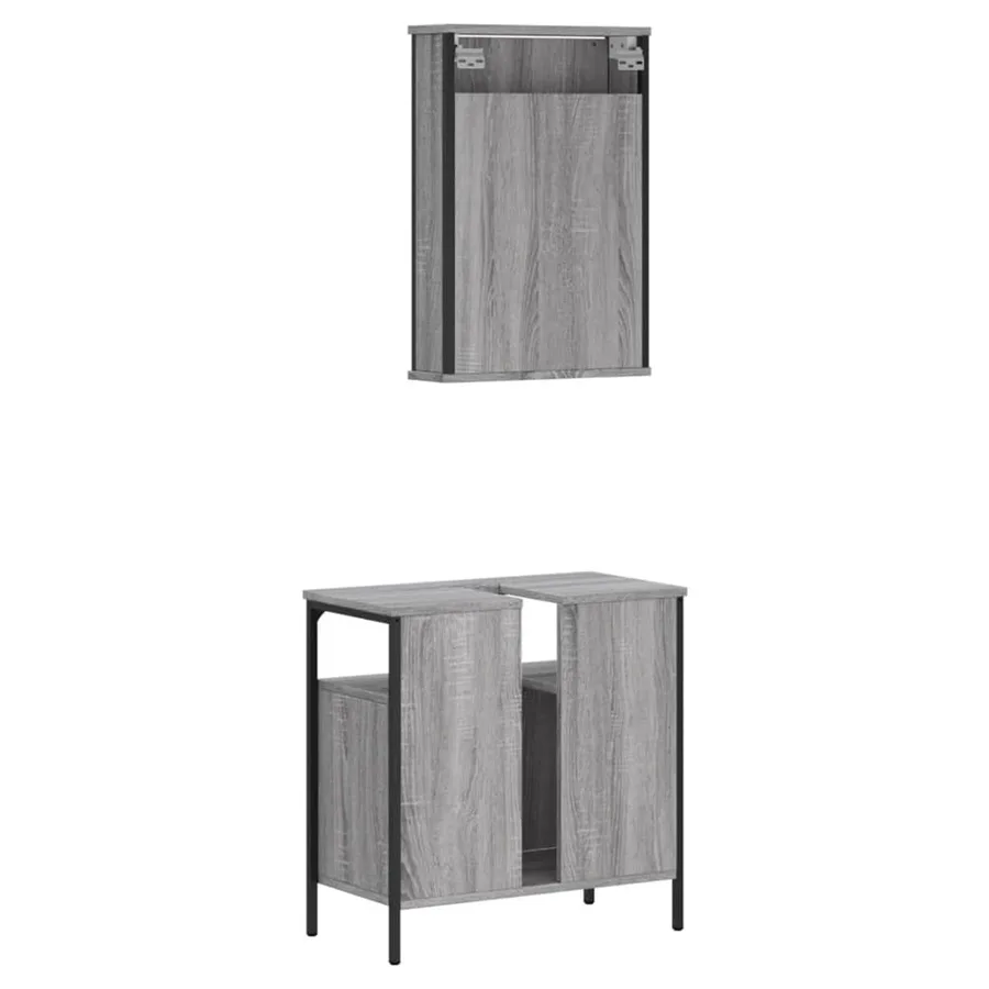 Ensemble de meubles de salle de bain 2 pcs Sonoma gris - 8