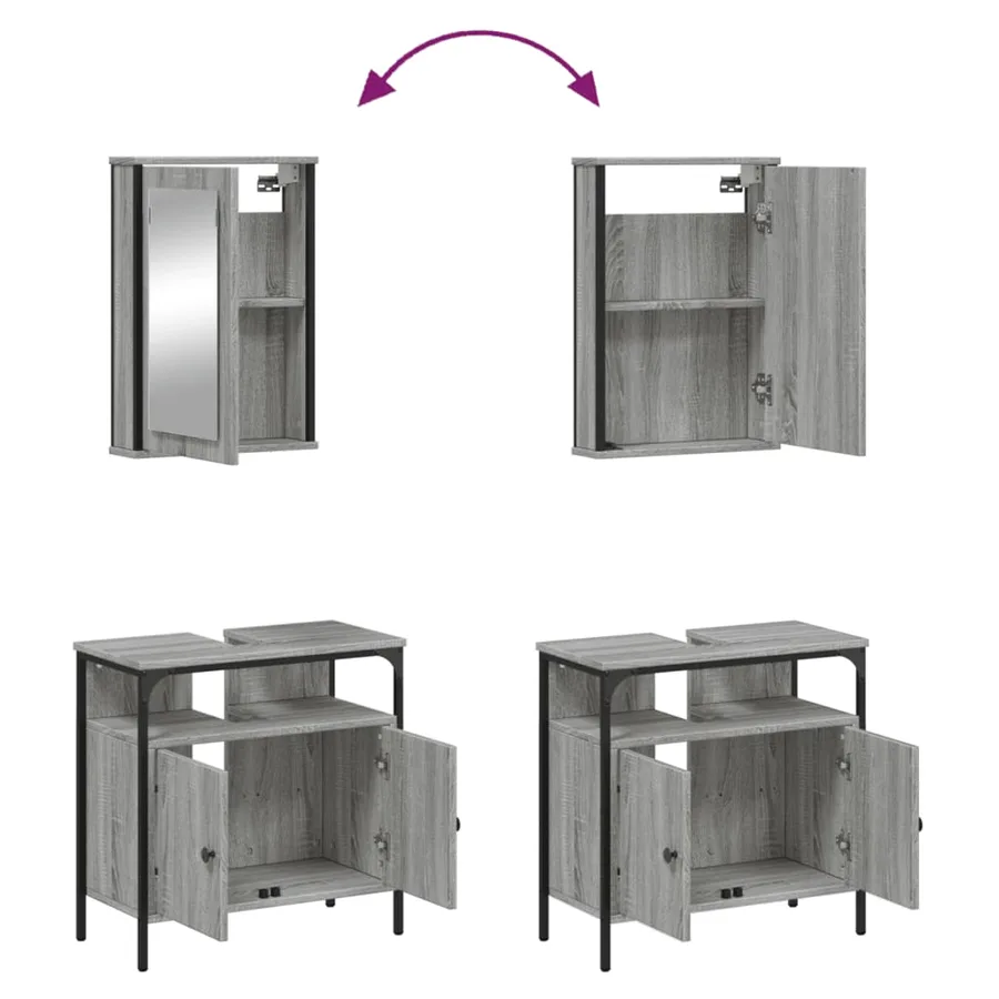 Ensemble de meubles de salle de bain 2 pcs Sonoma gris - 9