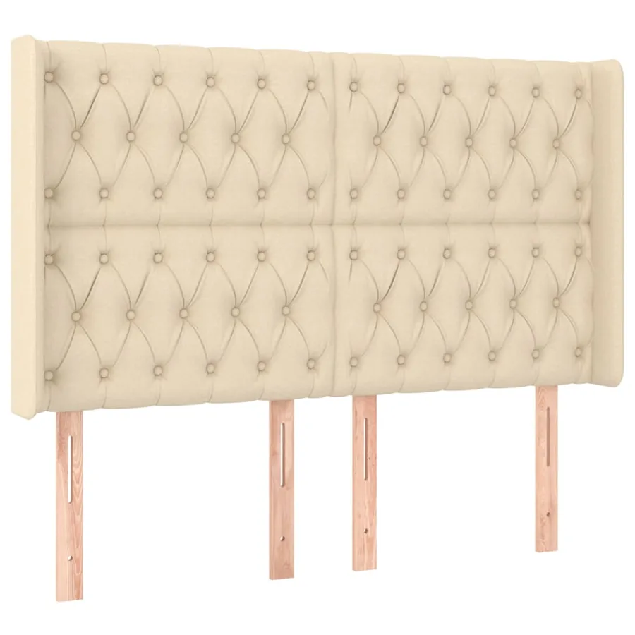 Tête de lit avec oreilles Crème 163x16x118/128 cm Tissu - 2