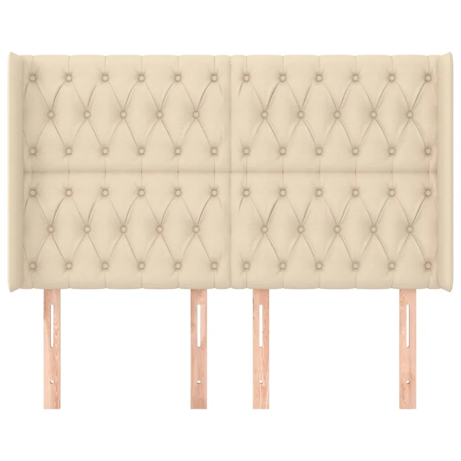 Tête de lit avec oreilles Crème 163x16x118/128 cm Tissu - 3