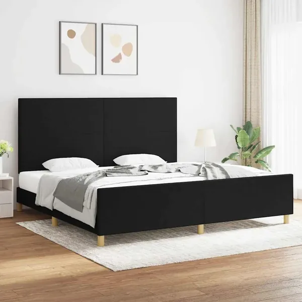 Cadre de lit sans matelas noir 200x200 cm tissu