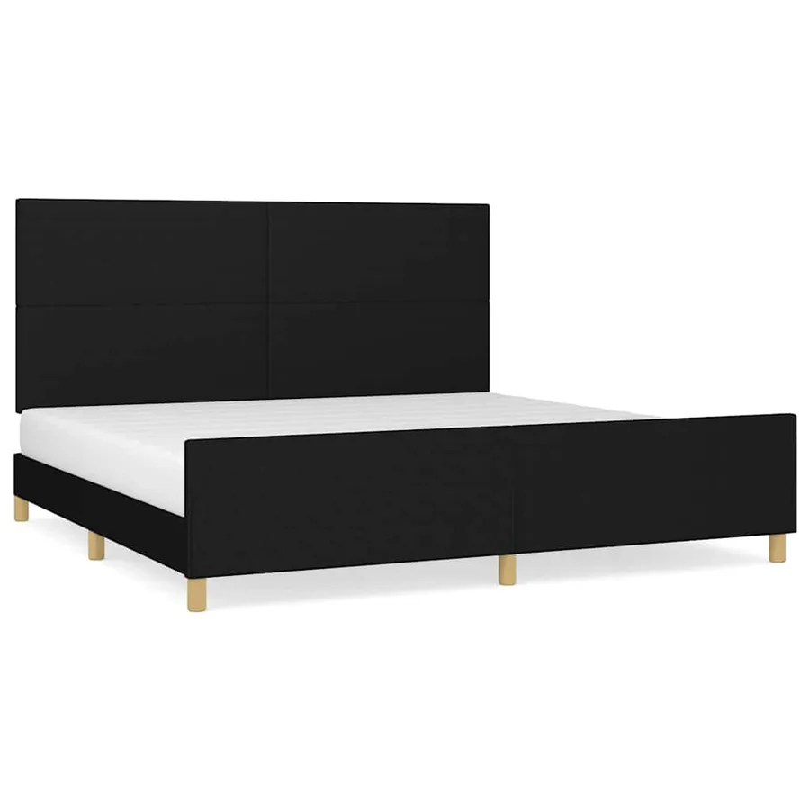 Cadre de lit sans matelas noir 200x200 cm tissu - 2