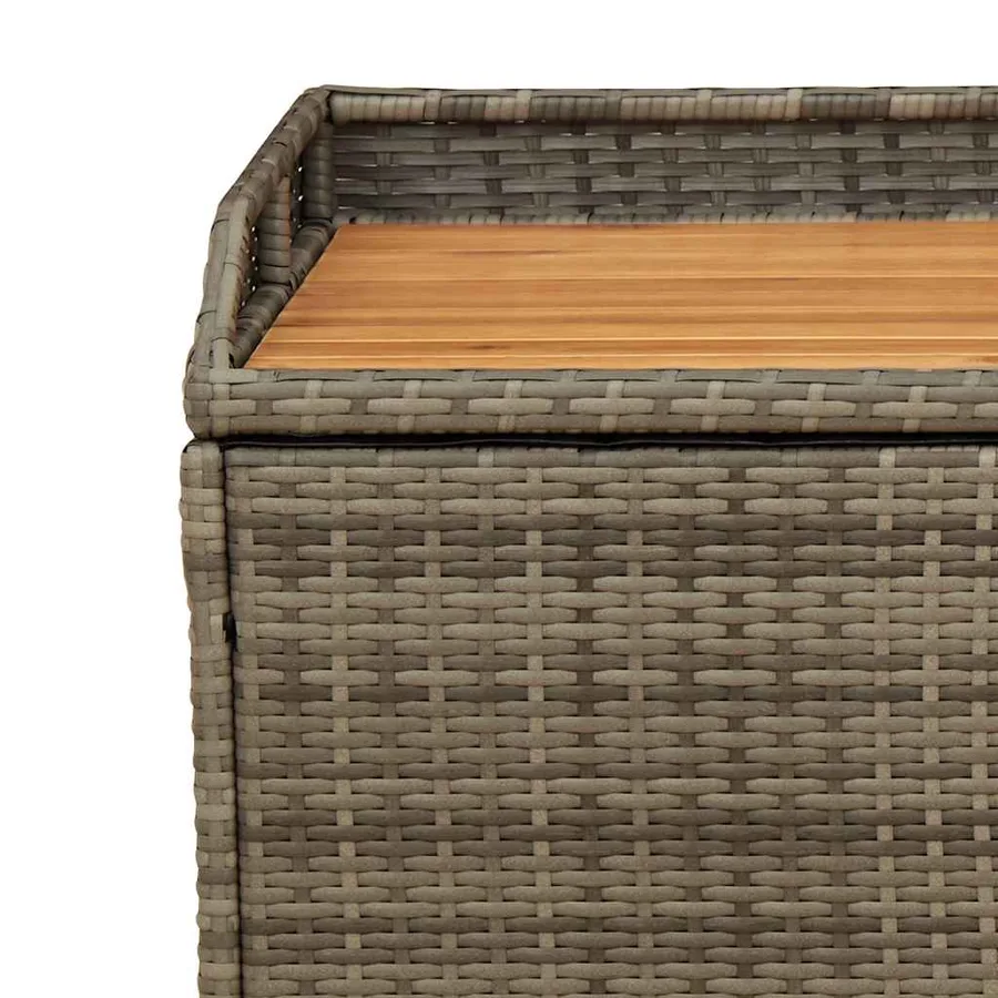 Banc de rangement gris résine tressée et bois d'acacia - 11