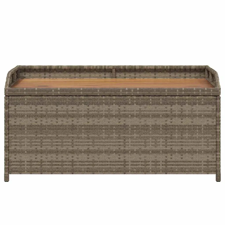 Banc de rangement gris résine tressée et bois d'acacia - 6