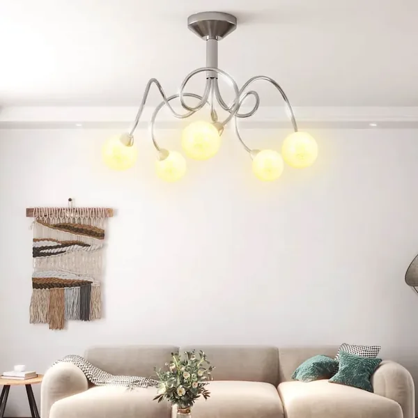 Plafonnier avec abat-jour ronds en verre pour 5 LED G9