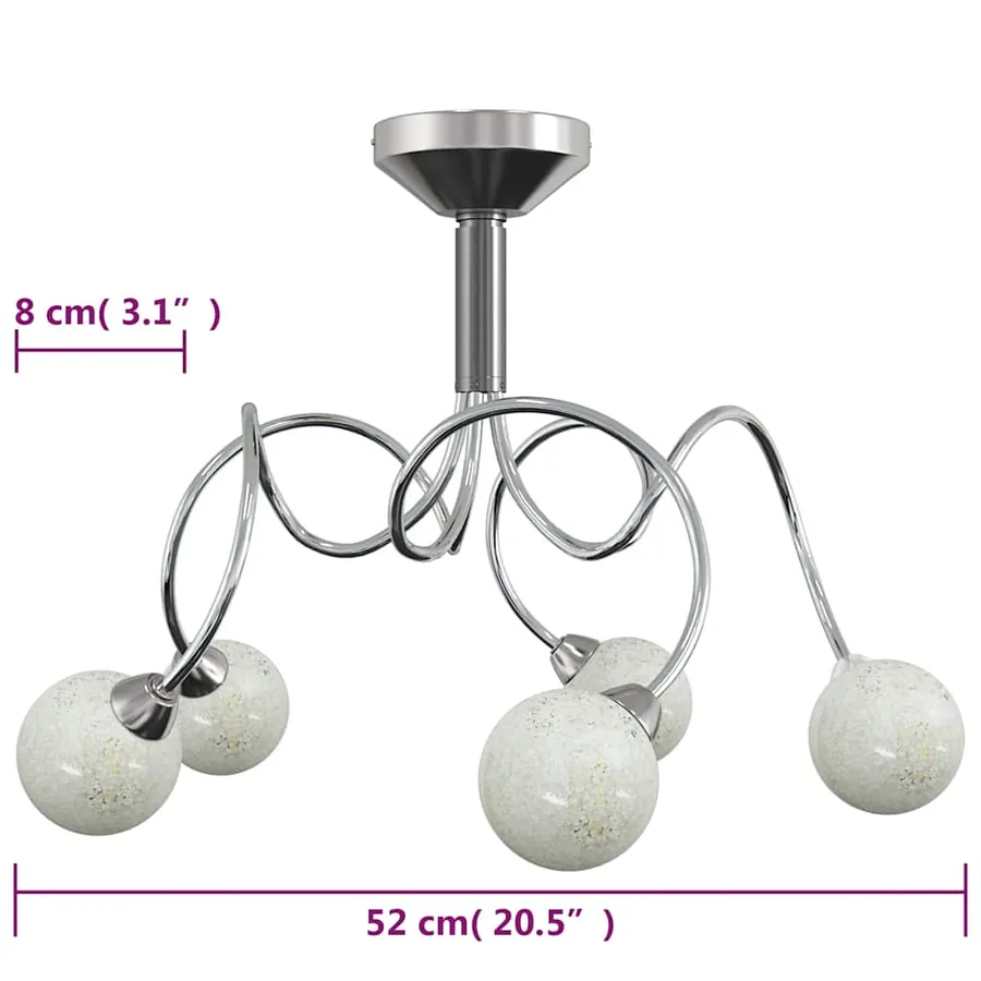 Plafonnier avec abat-jour ronds en verre pour 5 LED G9 - 6