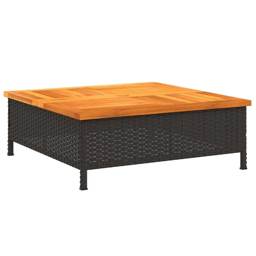 Couvercle de base de parasol noir 70x70x25 cm résine tressée et acacia - 2