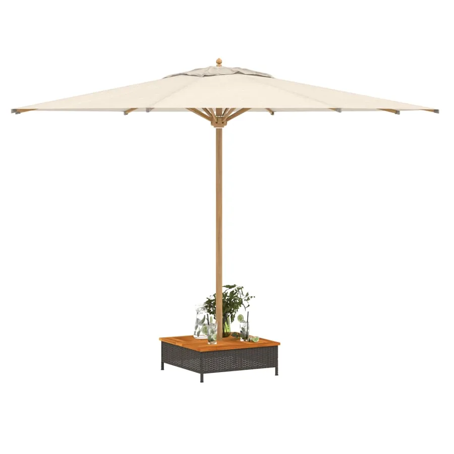 Couvercle de base de parasol noir 70x70x25 cm résine tressée et acacia - 4