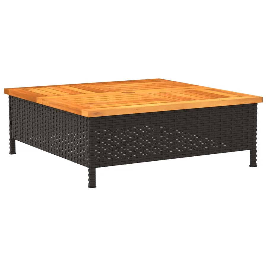 Couvercle de base de parasol noir 70x70x25 cm résine tressée et acacia - 6