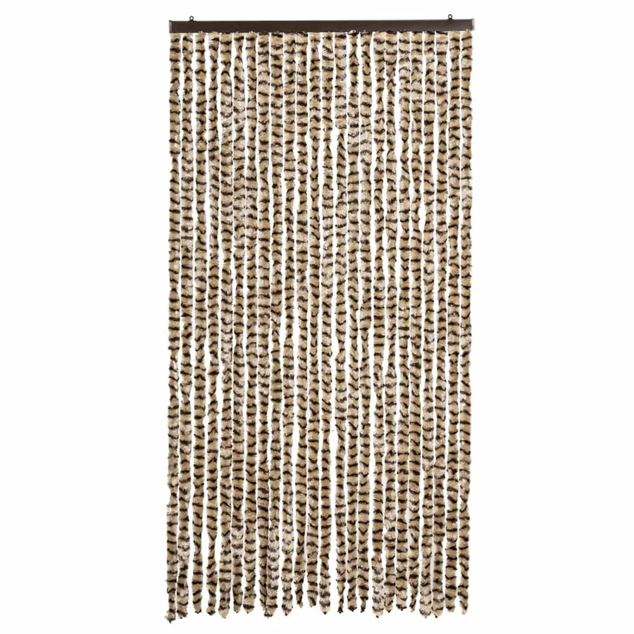 Rideau anti-mouches beige et marron 100x200 cm chenille - 3