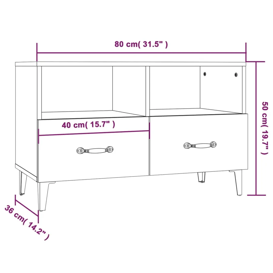 Meuble TV Blanc brillant 80x36x50 cm Bois d'ingénierie - 10