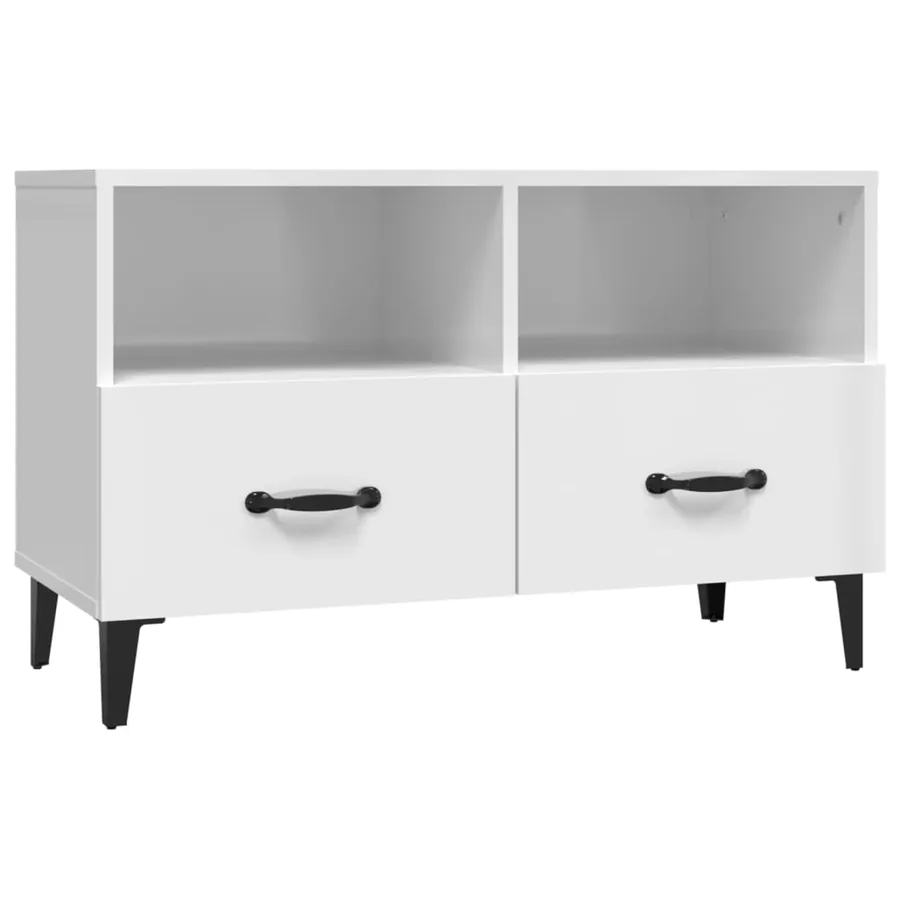 Meuble TV Blanc brillant 80x36x50 cm Bois d'ingénierie - 2